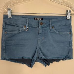Neuw carolina blue denim jean shorts raw hem 26” waist
